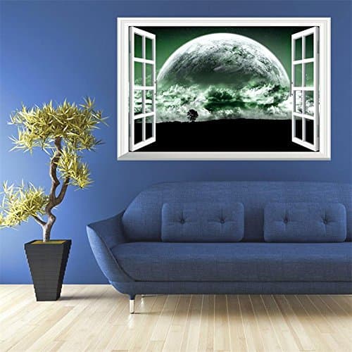 Weaeo 3D Wall Sticker Moon Window Scenery Wallpaper Removable Sofa Background Vinyl Decal Home Decor Mural Poster Adesivo De Parede
