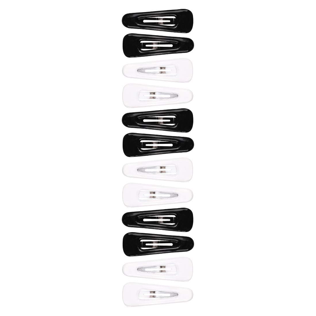 Abhi Black and White Metal and Plastic Solid Glossy Look Tic Tac Clips for Women and Girls (6 Pair/12 Pieces)