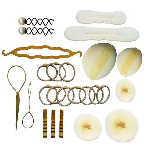 Lady Styling Base Accessory Maker Pads Hairpins Clip Insert Tool Hair Bun Donut beige set