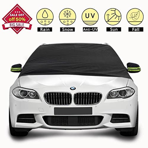 PrettyFirst Windshield Cover for Ice and Snow - Car Windshield Snow Cover - Frost Snow Ice Waterproof Windproof Dustproof Outdoor Protector Car Covers Fits Most Car, SUV, Truck, Van (83.46"x48")