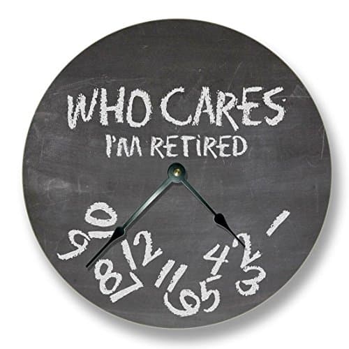 Fancy This WHO Cares Im Retired Wall Clock - Chalkboard Pattern - Teacher Classroom