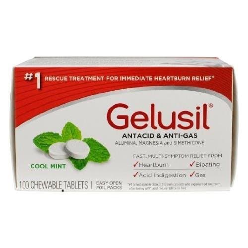 Gelusil Heartburn Chewable Tablets, Peppermint, 100 Count - Buy Packs and SAVE (Pack of 3)