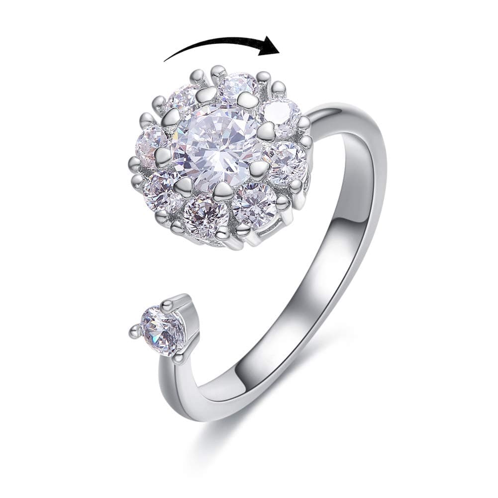 Silver Tone Spinner Ring for Women Girls