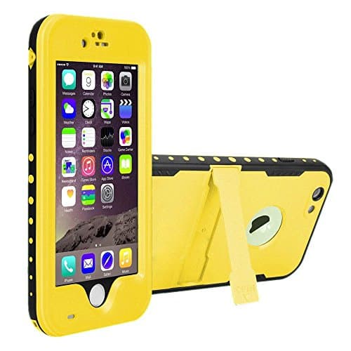 iPhone 6 Plus Waterproof Shockproof Dirtproof Snowproof Triple Layer Kick-Stand Armor Case Cover (Yellow)