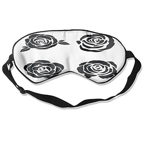 Black Silhouette Rose Set Pure Silk Sleep Mask Reusable Cold Improves Sleep Edema Eye Tiredness