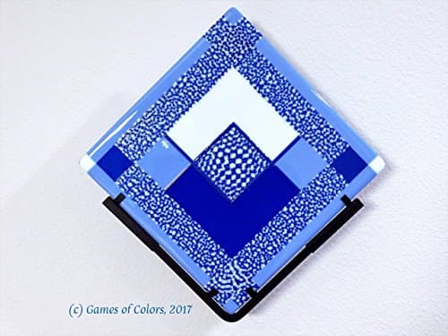 A fused glass wall-mounted art object "Blue chess"
