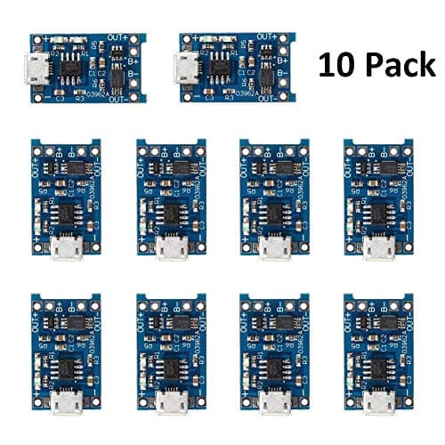 CJRSLRB 10Pcs TP4056 Micro USB 5V 1A 18650 Lithium Battery Charging Board with Protection Charger Module