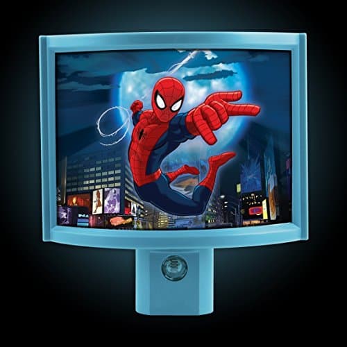 "ABC Products" - Incredible - Spider-Man - Auto OFF and ON - Wall Plug-in - LED Night Light - Long Life/Low Engery (Curved Shaped Shield - Accented in Blue)