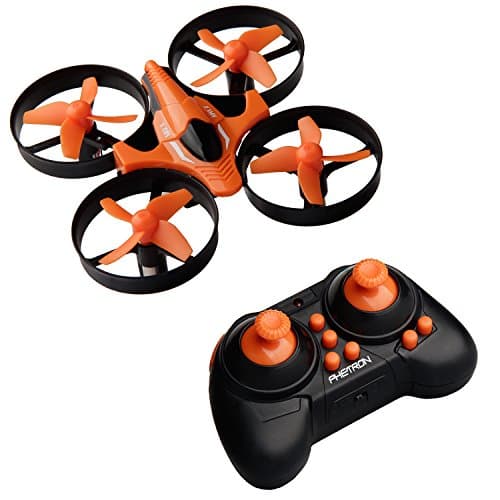 Phetron Mini RC Quadcopter Drone 2.4Ghz 4 Channels 6-Axis Gyro Anti-Crush UFO Helicopter with BONUS Battery - Brilliant LED Lights (Orange)