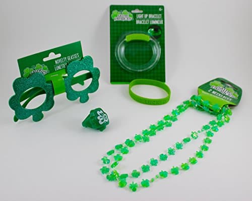 St. Patrick's Day Party Bundle (Glasses, Bracelet, Ring and Necklace) for Children or Adults, Party Favors