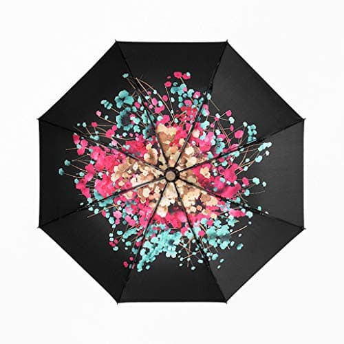 Ultra Light Small Folding Sun Umbrella Pattern Ladies Sunscreen UV Umbrella Umbrella 2019 New Sunny Rainy Day Dual Umbrella (Color : Black)