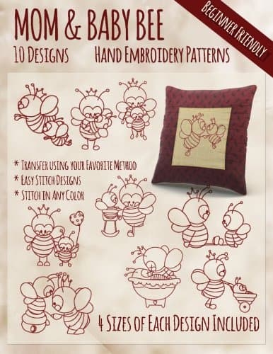 Mother and Baby Bee Hand Embroidery Patterns