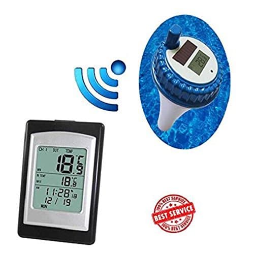 Wireless Pool Thermometer, UKINDA Floating Solar Rechargeable Thermometer for Pool, Spa, bathtub, fishpond. (Black)