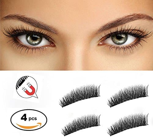Magnetic Eyelashes Dual Magnet False Eyelashes, Ultra-thin No Glue 0.2mm False Eye Lashes 3D Natural Reusable False Magnet Eyelashes Extension Prime Set (1 pair 4 pieces) (013-4)