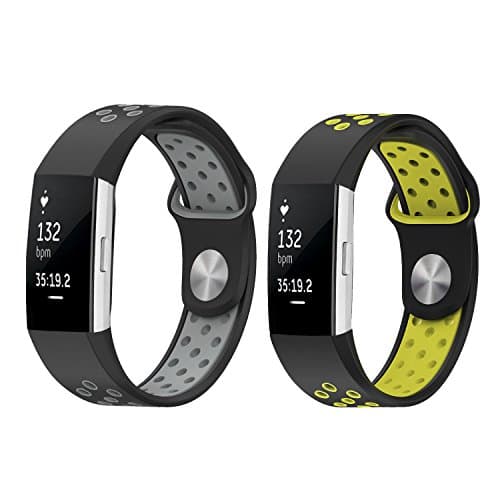 Replacement Bands for Fitbit Charge 2, Soft Silicone Adjustable Fashion Replacement Sport Strap Bands for Fitbit Charge2 Smartwatch Fitness Wristband fit 5.1-8.1" Wrist(2pcs-gray, black, 5.5''-8.1'')