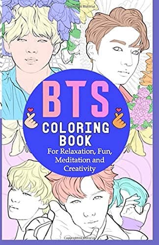 BTS Coloring Book For Relaxation, Fun, Meditation and Creativity: Beautiful Stress Relieving Coloring Pages for ARMY and Kpop fans I Purple U 5.5 in ... RM, Jimin, V, Jungkook, Suga, JHope, Jin