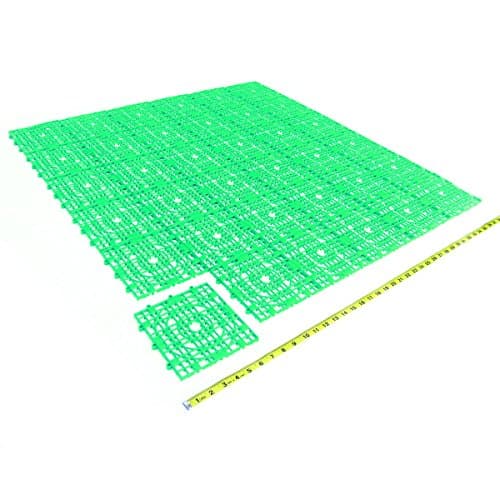 Green pack of 36 - 9.76 sq ft modular square Indoor Outdoor anti-slip interlocking tiles flooring made from soft plastic polyethylene for Pool Shower Bathroom floor Locker Room patio Mat tile non-slip