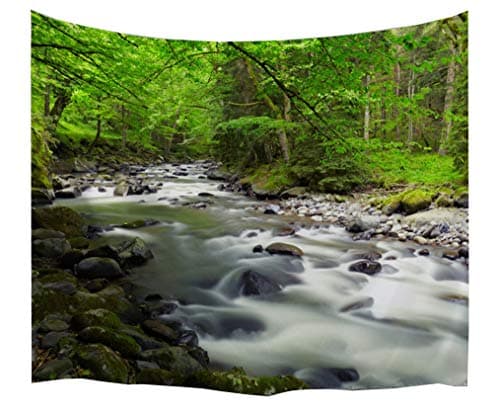 izielad Green Tree Forest River Stream Tapestry Wall Hanging Spring Landscape Wall Decor Art for Living Room Bedroom Dorm 229x153cm 90"x60"