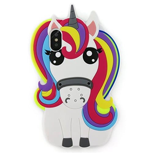 Jewby iPhone X Case, Beautiful Glitter Floral Design Case For iPhone X With a Free Screen Protector (Unicorn)