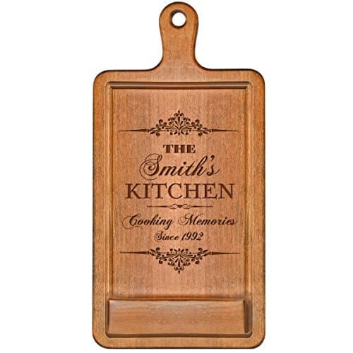 Personalized Cherry iPad Cook Book Recipe Holder with Stand Under Counter for Kitchen with Family Name and Year Established Date Cooking Memories Wedding Gift Ideas for Him Her Couple