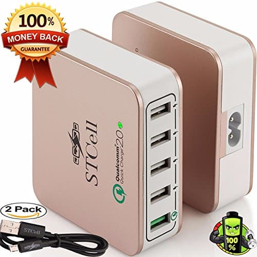 Quick Charge 2.0 - 5 port usb wall phone charger with Auto Detect Technology&amp;Lightning Charging Station for Samsung Galaxy S8/S7/S6 and Apple iPhone 8/7/6/plus ,iPad,LG+GIFT+LIFE TIME GUARANTEE