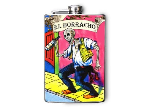 FD400 - El Borracho Decorated 8oz. Stainless Steel Flask