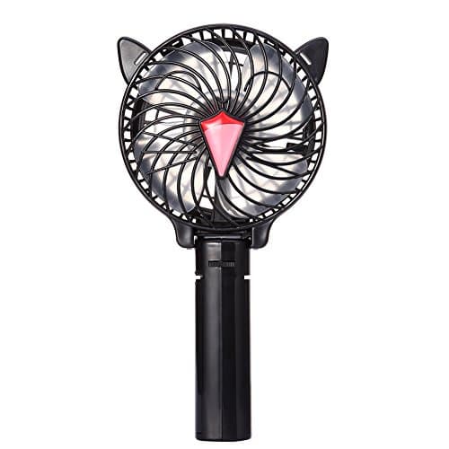 Portable Table Fan,ACLUXS Head Adjustable Cool Mini Portable Floor/Table Fan with Rechargeable Battery and USB Charge Cable,Quiet Speeds - Ideal For Outdoor Home Office Dorm(Black)