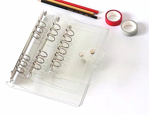 3Pack Transparent Soft PVC 6-Ring Binder Cover w/ Snap Button Closure for Ring-Bound Planner Pages, A7 Size(Inner Paper Not Included)