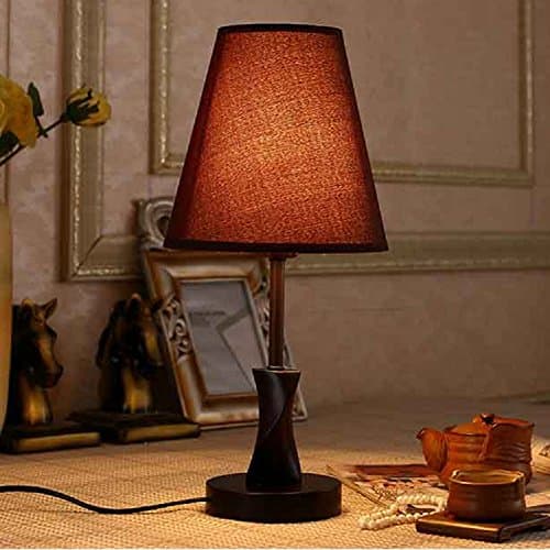 TRAVEPPY Solid Wood Table Lamp Lighting Deak Lamp Bedroom Nightstand Lamps Brown