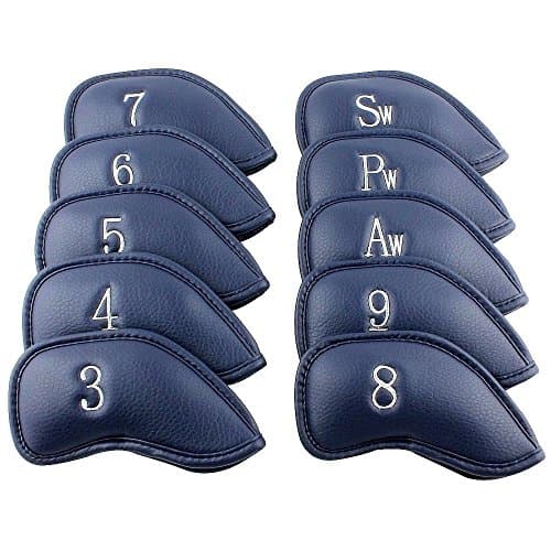 10 pcs Leather Golf Iron Headcover Covers Blue for Titleist Callaway Taylormade