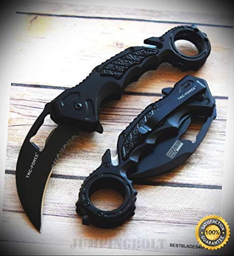 SPRING ASSISTED KARAMBIT SHARP KNIFE WITH POCKET CLIP - 8 INCH - Premium Quality Hunting Very Sharp EMT EDC