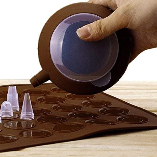 Garcent Macaron Kits Baking Mold, Non-Stick Silicone Pastry Baking Mat Set, 48 Capacity with Food Tongs, Measuring Spoon, Silicone Spatula, Cake Decorating Supplies