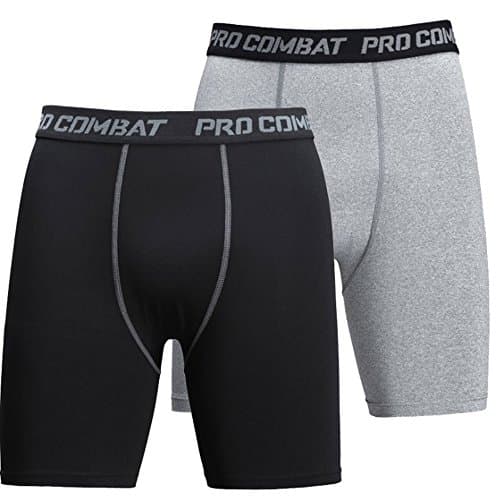 Siboya Men's Quick-Dry Workout Training Athletic Compression Shorts (gray1 &amp; black1, S)