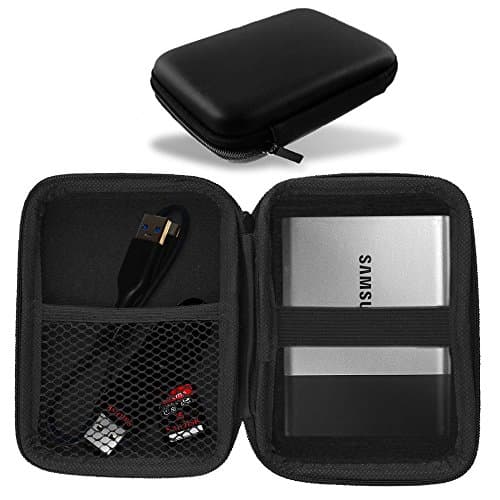 FUBAG Hard Shell Case for Samsung T3 Portable Solid State Drives - Shockproof Storage for Carrying 250GB 500GB 1TB 2TB USB 3.0 SSD &amp; Cable, Black