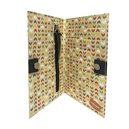 [Wander Wallets] Thin Minimalist Woman's Clutch with Zippered Coin Pouch, Magnetic Closure, 6 Card Slots, 2 Cash or Passport Slots (Arrow)