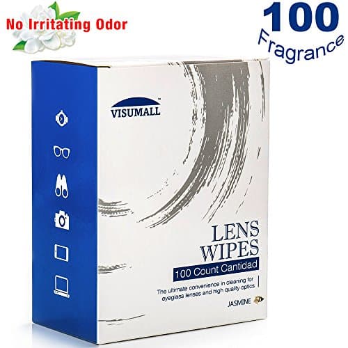 Lens Cleaning Wipes,Disposable,Without stripes,Quick Drying,Individually Wrapped,Great for Eyeglasses,Tablets,Camera Lenses,Screens,Keyboards-Light Fragrance Nonirritating 100 Jasmine