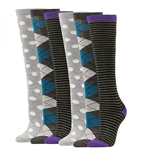 Women's Soft Knee High Socks,Casual, Argyle or Plush, Multi Color Value Pack of 3, 4, 5 and 6 Pack