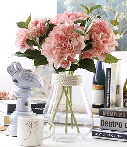 Aonewoe Silk Hydrangea Artificial Flowers 3 Pcs Wedding Party Fake Flowers Artificial Floral Arrangements(Pink)