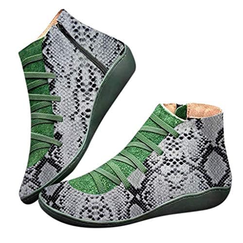 2019 New Women's Flat Ankle Boots Shoes, Arch Support, Comfortable Ladies Heel 3.5cm Booties, Ladies Autumn Winter Casual Shoes with Zip Buckle, Gifts for Girlfriends and Mother (5.5, White)