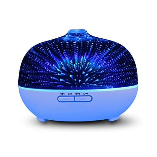 YCIND Glass Aroma Essential Oil Diffuser, Aromatherapy Humidifier, Baby Essentials Sky Light with 3D Star Effect, 7 Colors LED Light, 300ml, Waterless Auto Shut-off