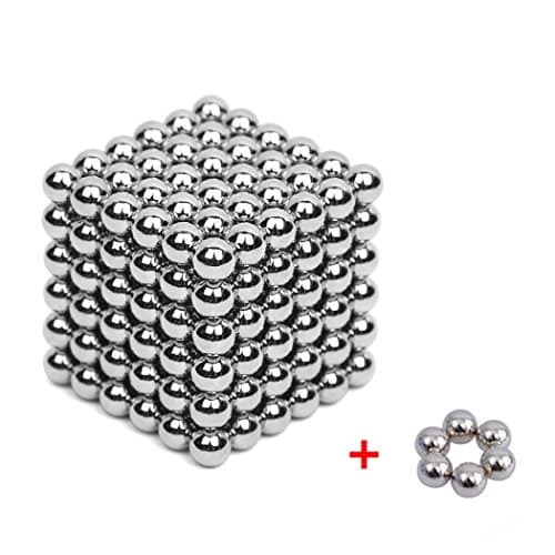 Magnetic Blocks Cube Sculpture Toys with 216 plus 6 Backup 5 MM Magic Balls Intelligence Development Toys Stress Relief Decoration | Free Carrying Bag Plastic and Card Separator - Silver