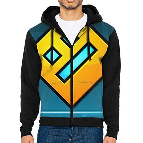 Ryskeco Geometry Dash Lite Mens Hooded Jackets With Pocket Splice Color Hoodies Coats Outwear M