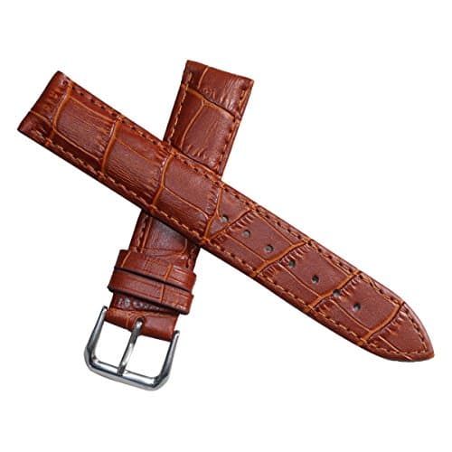 18mm Light Brown Tan Genuine Leather Watch Band Replacement Alligator Grain Standard 7.87inch Length