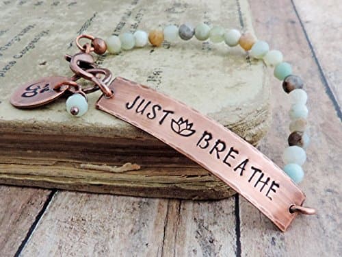 Just Breathe Copper Beaded Yoga Bracelet