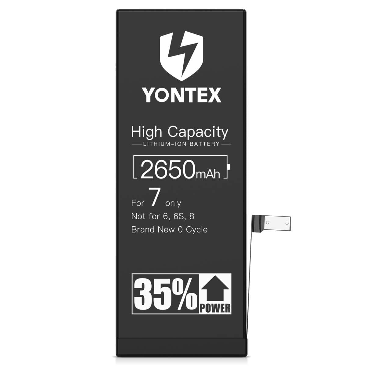 2650mAh Battery Compatible with iPhone 7 0 Cycle - YONTEX High Capacity Li-ion Replacement Battery with a Complete Repair Tool Kit and 1 Screen Protector - 24-Month Warranty