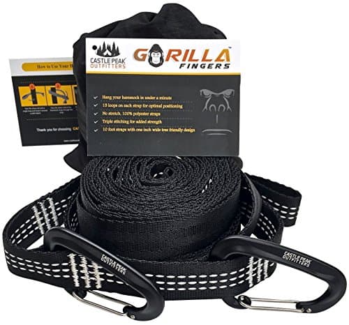 Hammock Tree Straps with Carabiners For Camping or Tree Tent - Adjustable Lightweight Suspension Kit, Heavy Duty 100% Polyester - Non-Stretch Portable Hammock Anchors