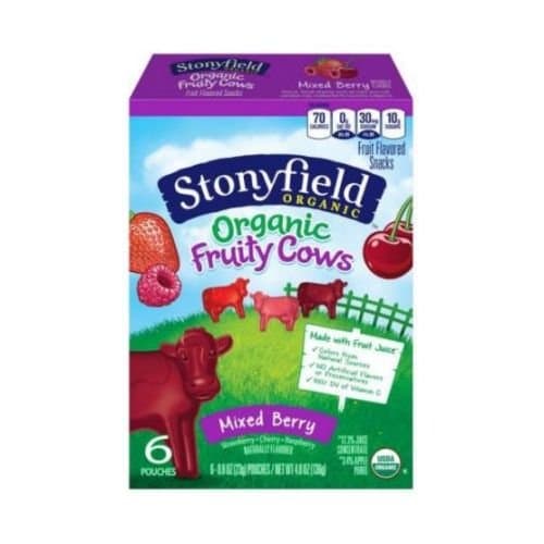 Stonyfield Farm Organic Fruit Cows Mixed Berry Fruit Snacks, 0.8 Ounce -- 48 per case.