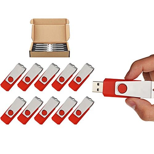 TOPESEL 10 Pack 2GB Swivel Design USB 2.0 Flash Drive Memory Stick Fold Storage Thumb Stick Pen (2G, 10 PCS, Red)