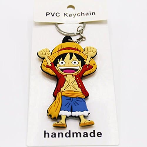 One Piece Handmade Double-Sided Keyring Key Chain Anime Gift (PVC) (Monkey D. Luffy)