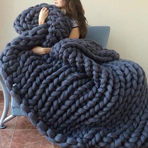 Warm Chunky Knit Blanket Polyester Bulky Knitted Blanket Chunky Knitted Blanket Home Decor Throw Blankets Wedding Anniversary Gift Photography Props 47"x59"